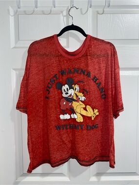 Disney Red Mickey & Pluto Short Sleeve Tee